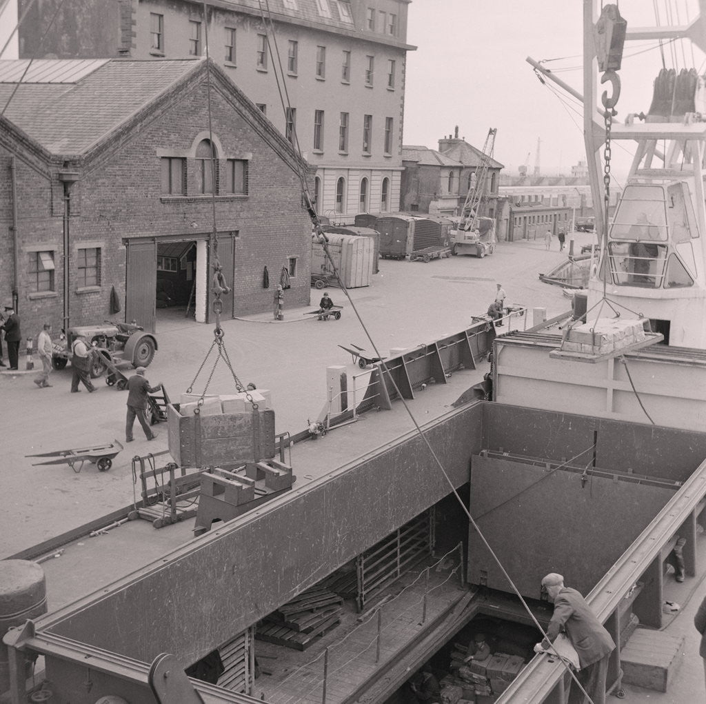Detail of Unloading the mercy ship, Peveril by Manx Press Pictures