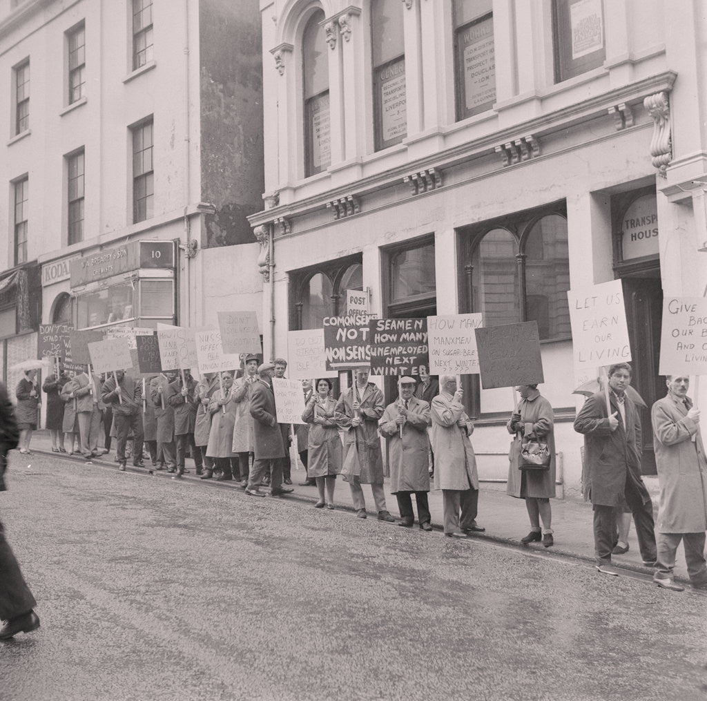 Detail of Strike pickets at Transport House by Manx Press Pictures