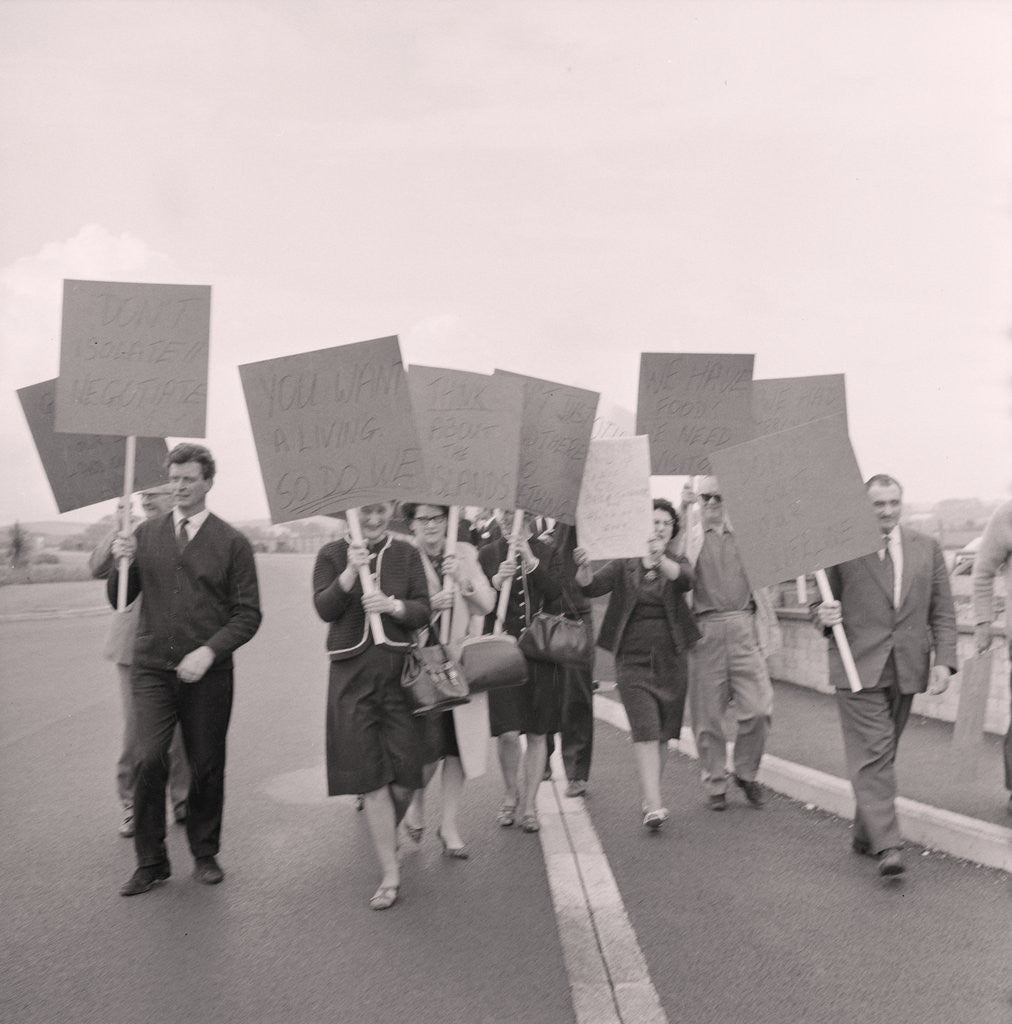 Detail of Strike pickets at Ronaldsway Airport by Manx Press Pictures
