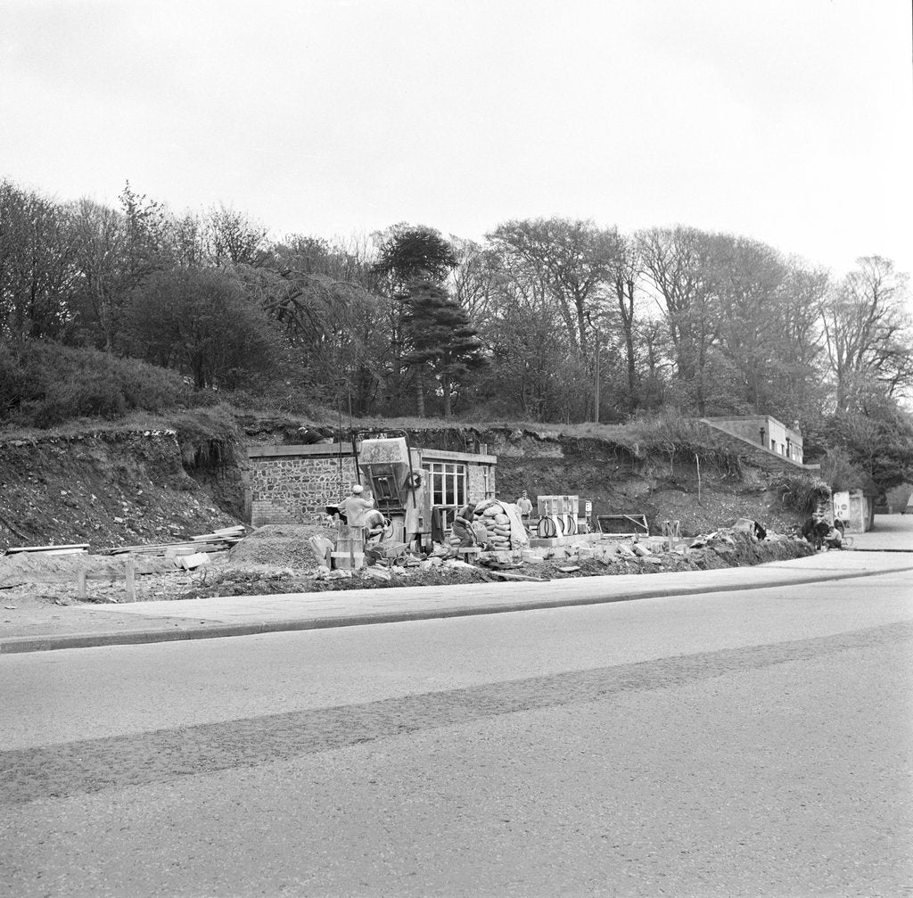 Detail of Building of Geoff Duke's garage, Isle of Man by Manx Press Pictures