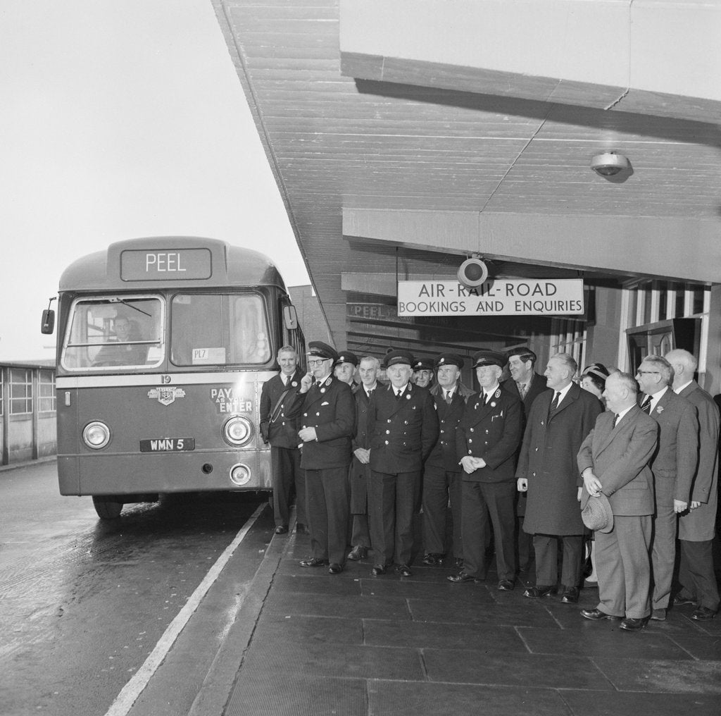 Detail of Four retiring road service bus drivers, Isle of Man by Manx Press Pictures