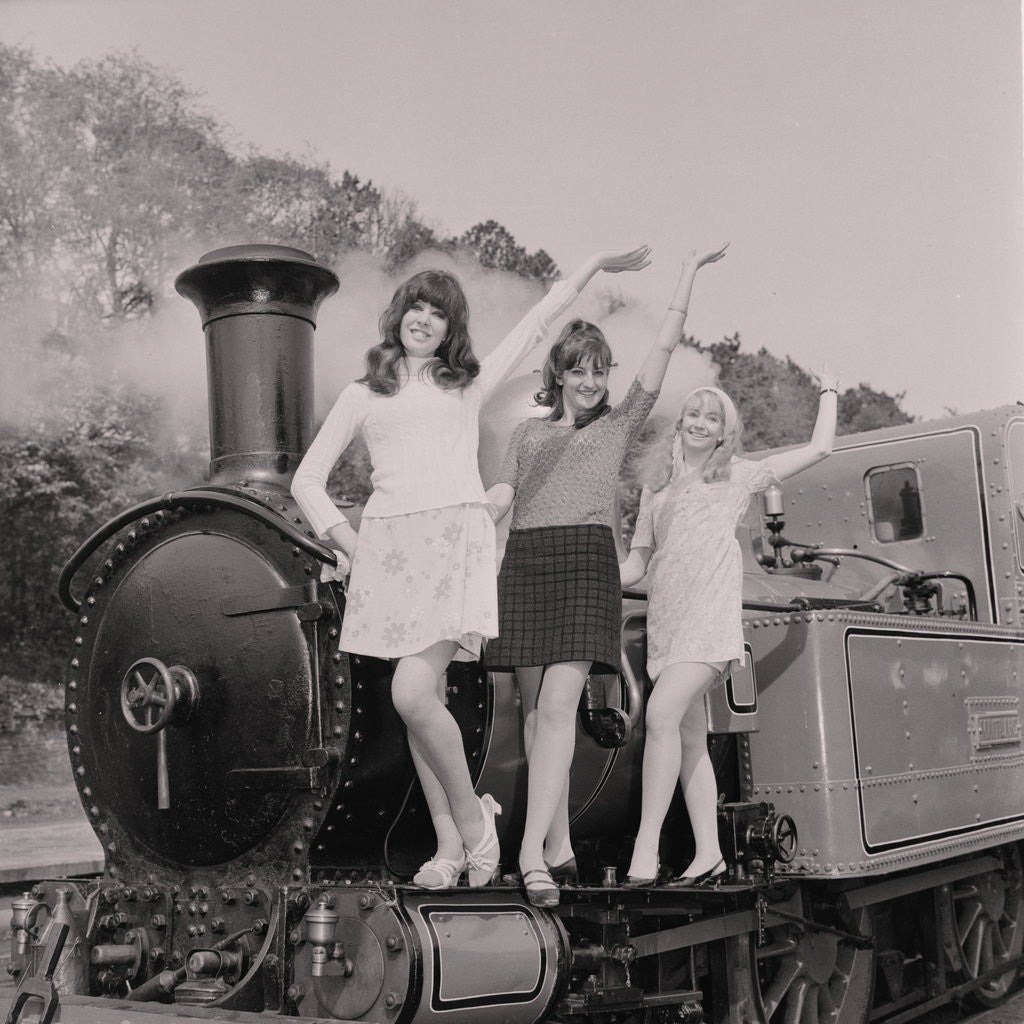 Detail of Show-girls on steam train by Manx Press Pictures