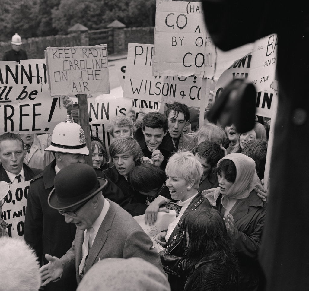 Detail of Lord Stoneham Radio Caroline demonstration by Manx Press Pictures