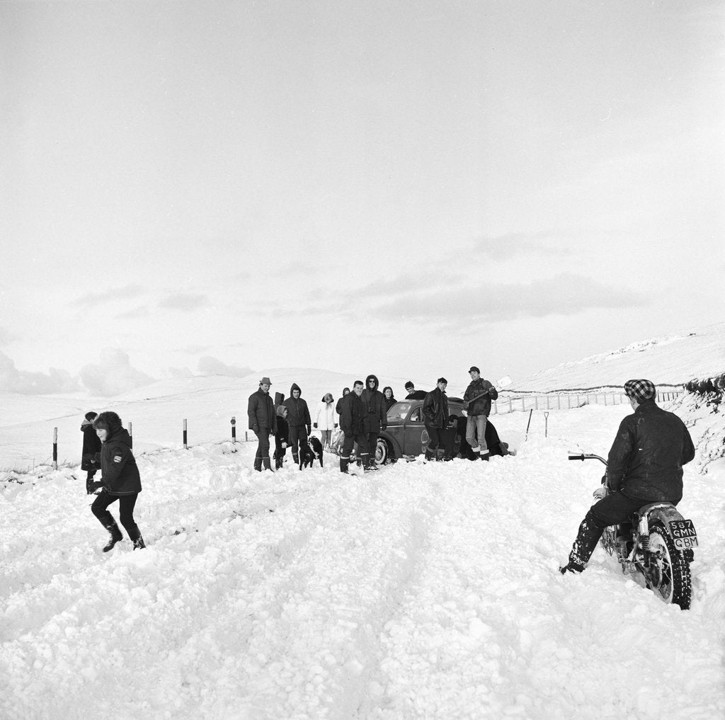 Detail of Car stuck in snow, Baldwin by Manx Press Pictures