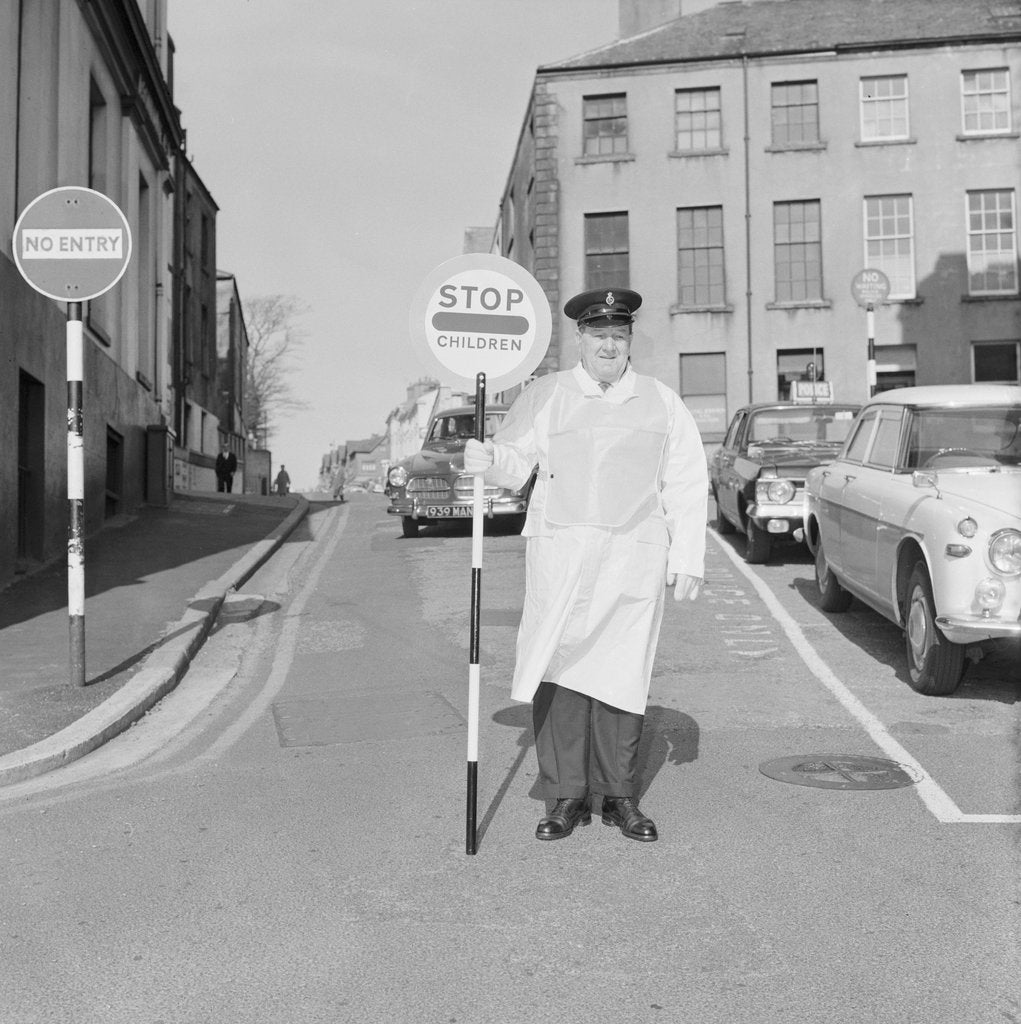Detail of Isle of Man's first 'lollipop man' by Manx Press Pictures