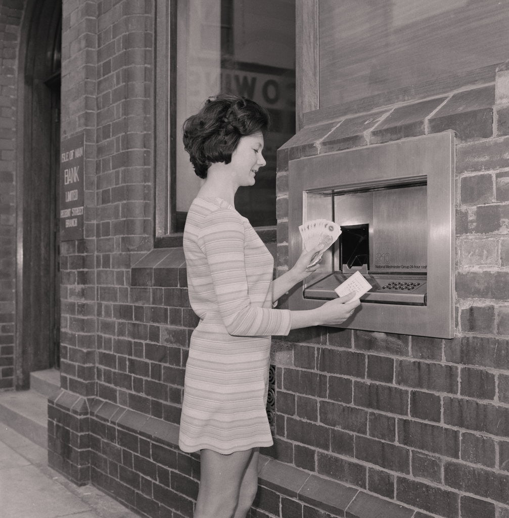 Detail of Isle of Man Bank money dispenser ('hole in the wall') by Manx Press Pictures