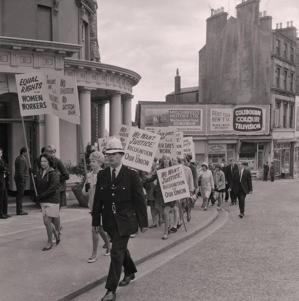 Detail of Women secretaries strike march by Manx Press Pictures