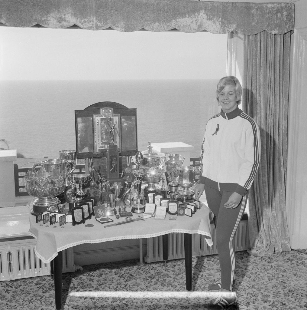 Detail of Alex Jackson with trophies, Isle of Man by Manx Press Pictures