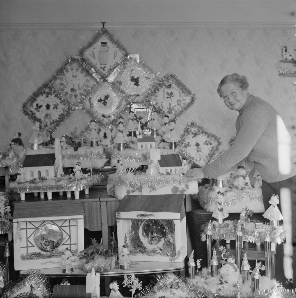 Detail of Woman making Christmas toys, Isle of Man by Manx Press Pictures