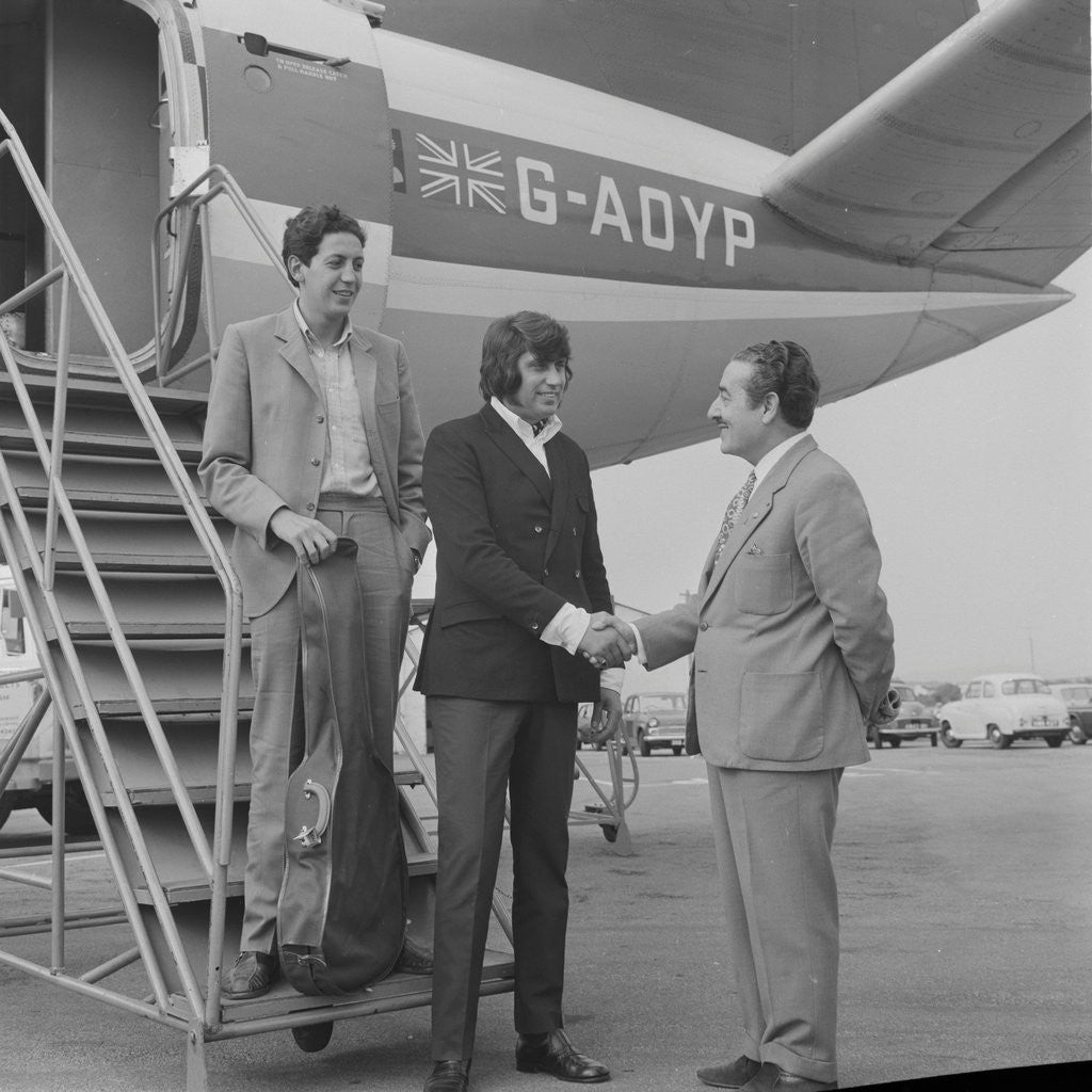 Detail of Englebert Humperdinck with his brother landing at Ronaldsway Airport by Manx Press Pictures