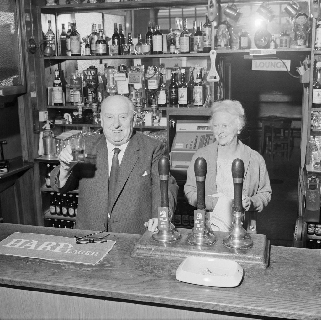 Detail of Retiring publican behind the bar, Isle of Man by Manx Press Pictures