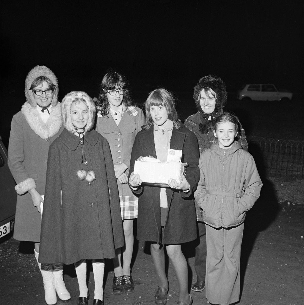 Detail of Braddan girl guides with parcel by Manx Press Pictures