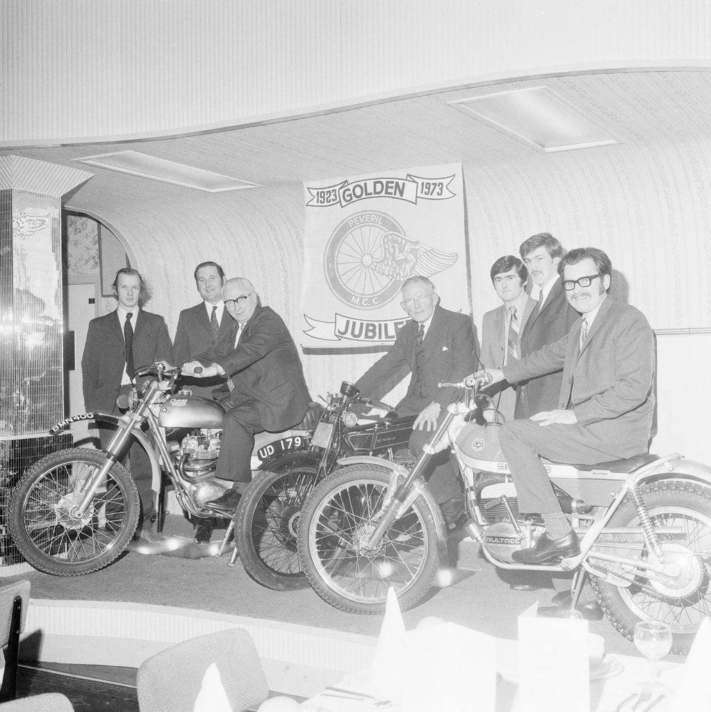 Detail of Peveril Motor Cycle dinner, Isle of Man by Manx Press Pictures