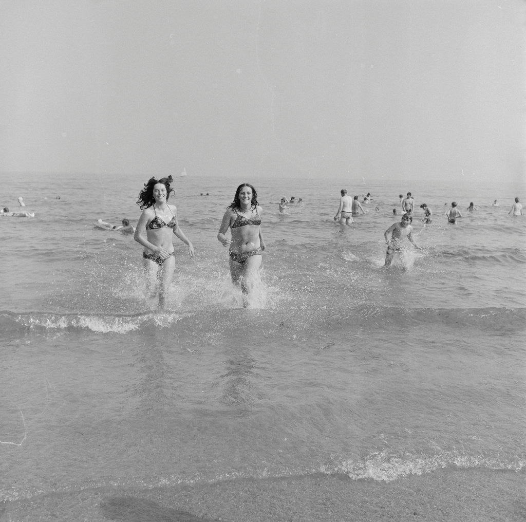 Detail of Holidaymakers in the sea at Douglas by Manx Press Pictures