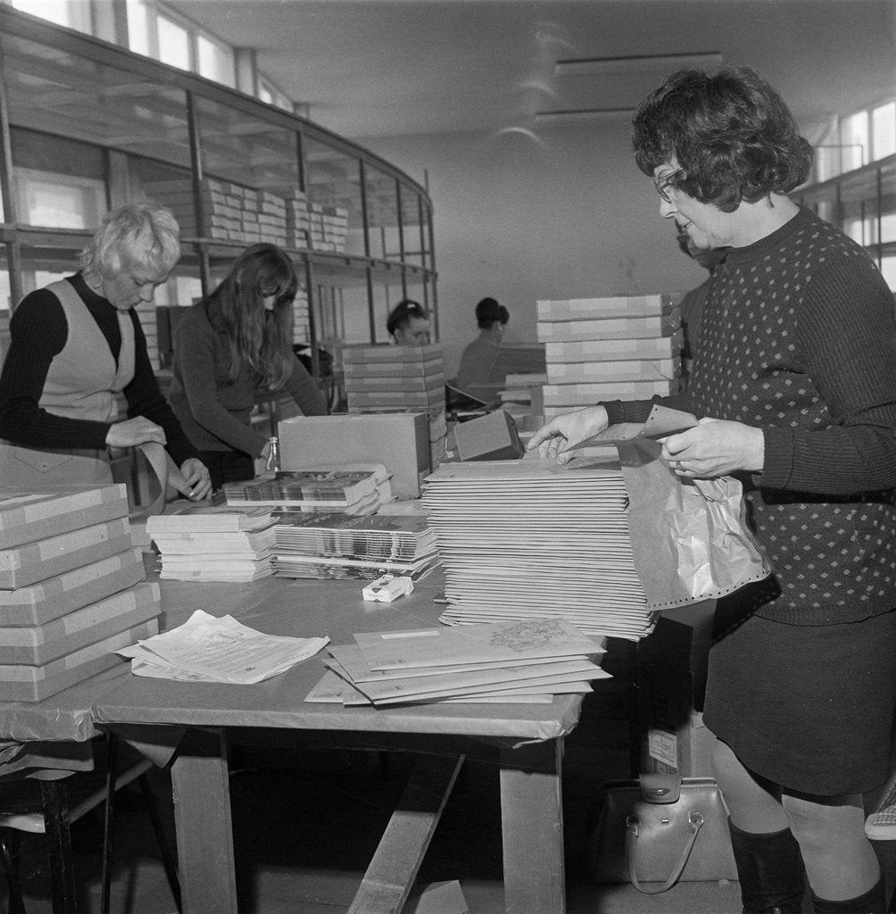 Detail of Packing Isle of Man Tourist Board guides, Sea Terminal, Douglas by Manx Press Pictures