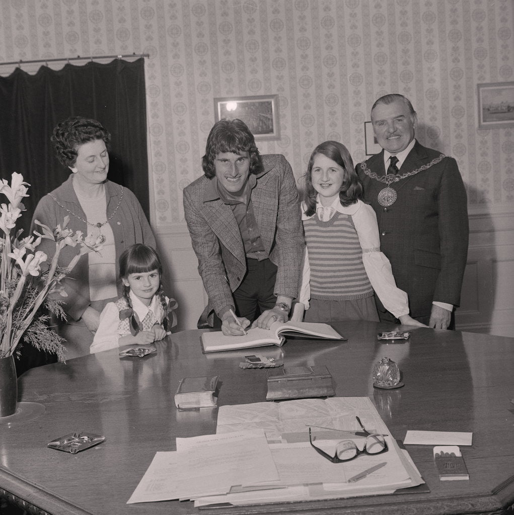 Detail of Ray Clemence, goalkeeper for Liverpool football team, in the Mayor’s parlour by Manx Press Pictures