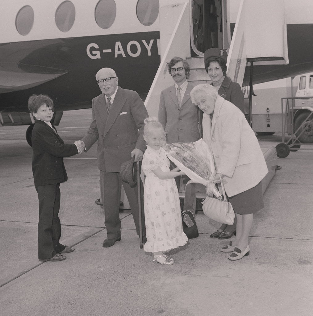 Detail of Visitors to the Isle of Man for 70 years arrive at Ronaldsway Airport by Manx Press Pictures
