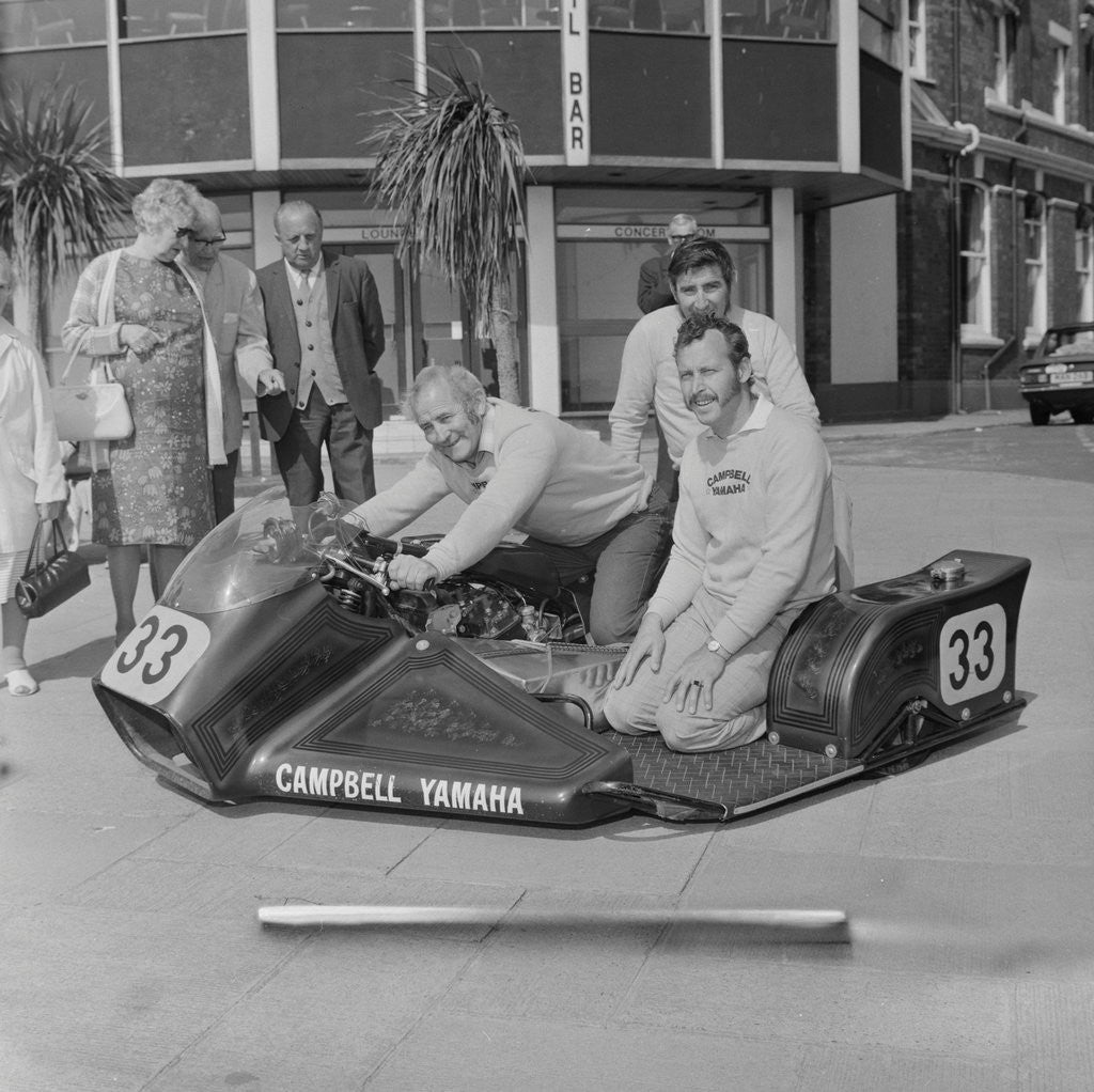 Detail of Australian TT sidecar riders by Manx Press Pictures