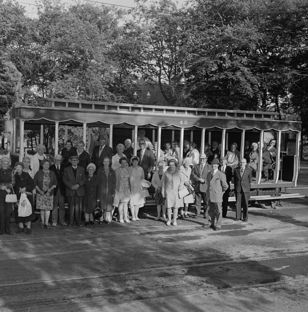 Detail of Ramsey old age pensioners at Snaefell Electric Railway by Manx Press Pictures