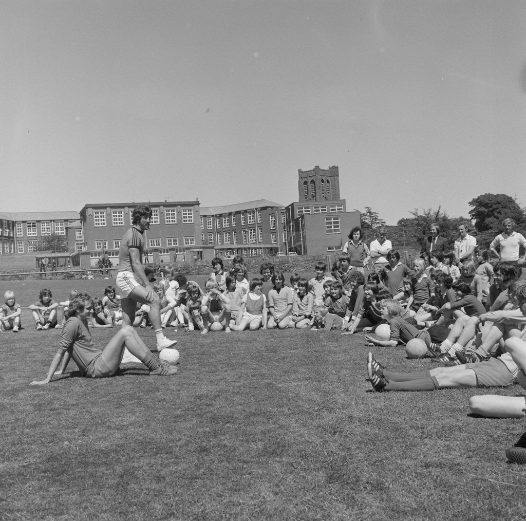 Detail of Liverpool football team players at school by Manx Press Pictures
