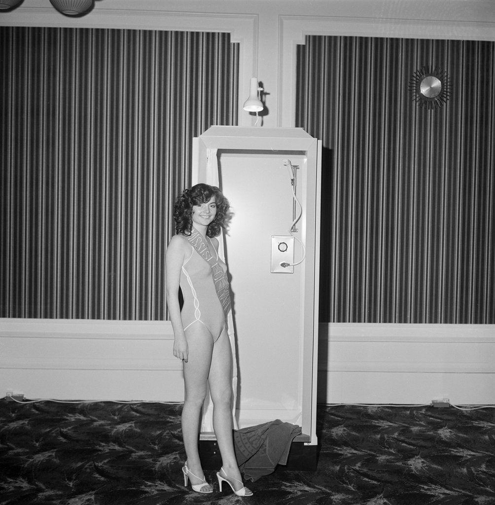 Detail of Miss Isle of Man in shower cubicle, Villiers, Douglas by Manx Press Pictures