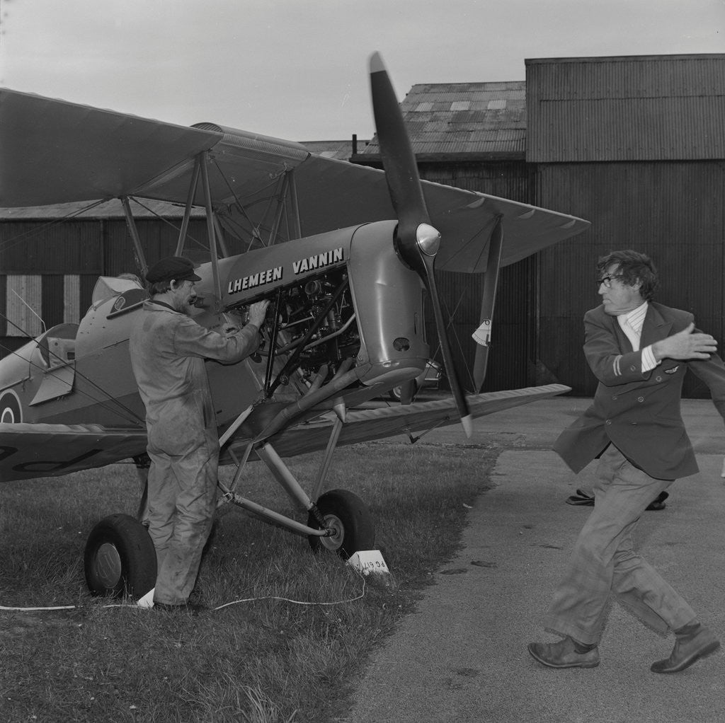 Detail of Tiger Moth plane at airport by Manx Press Pictures