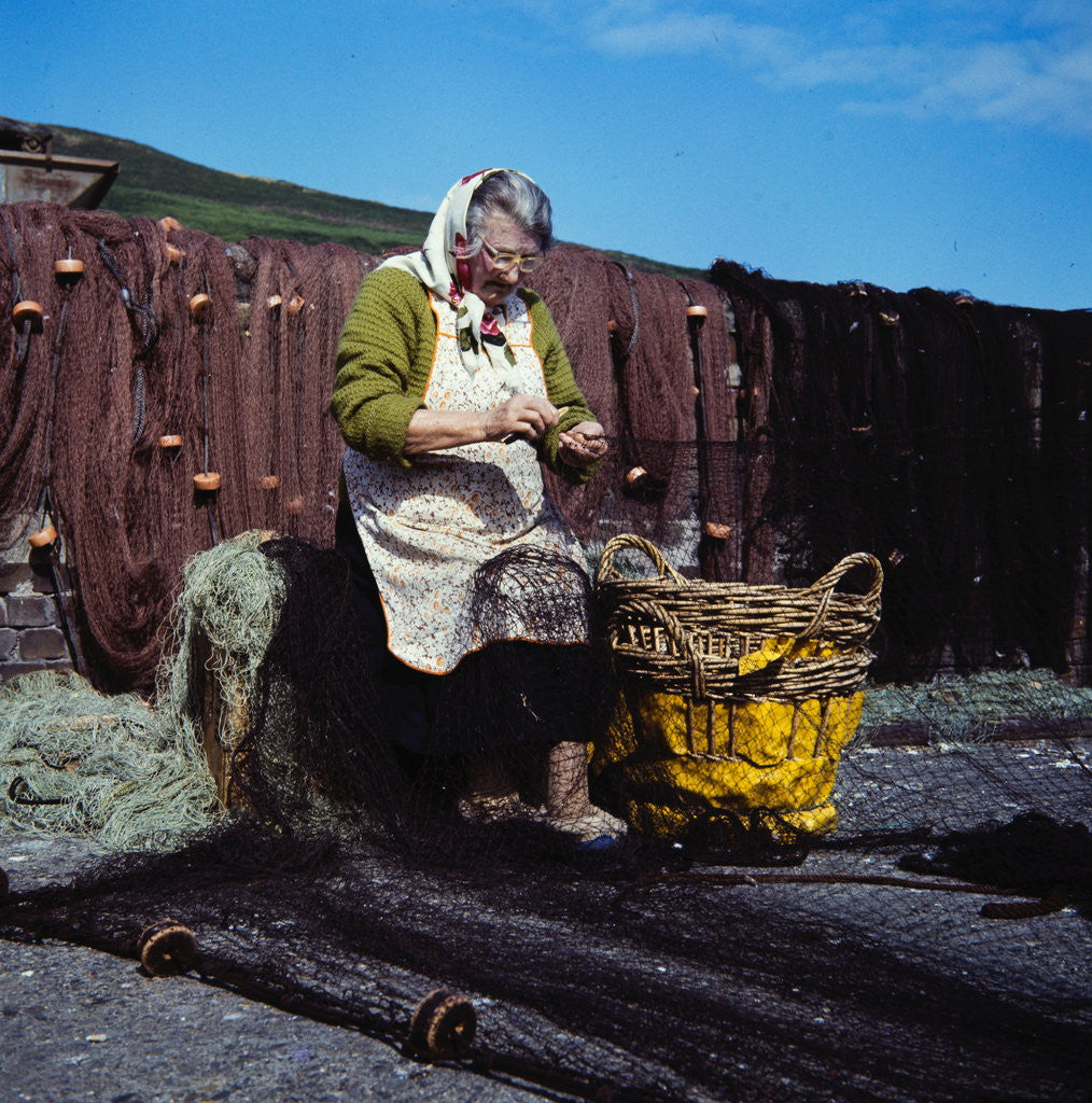 Detail of Mending the nets by Manx Press Pictures