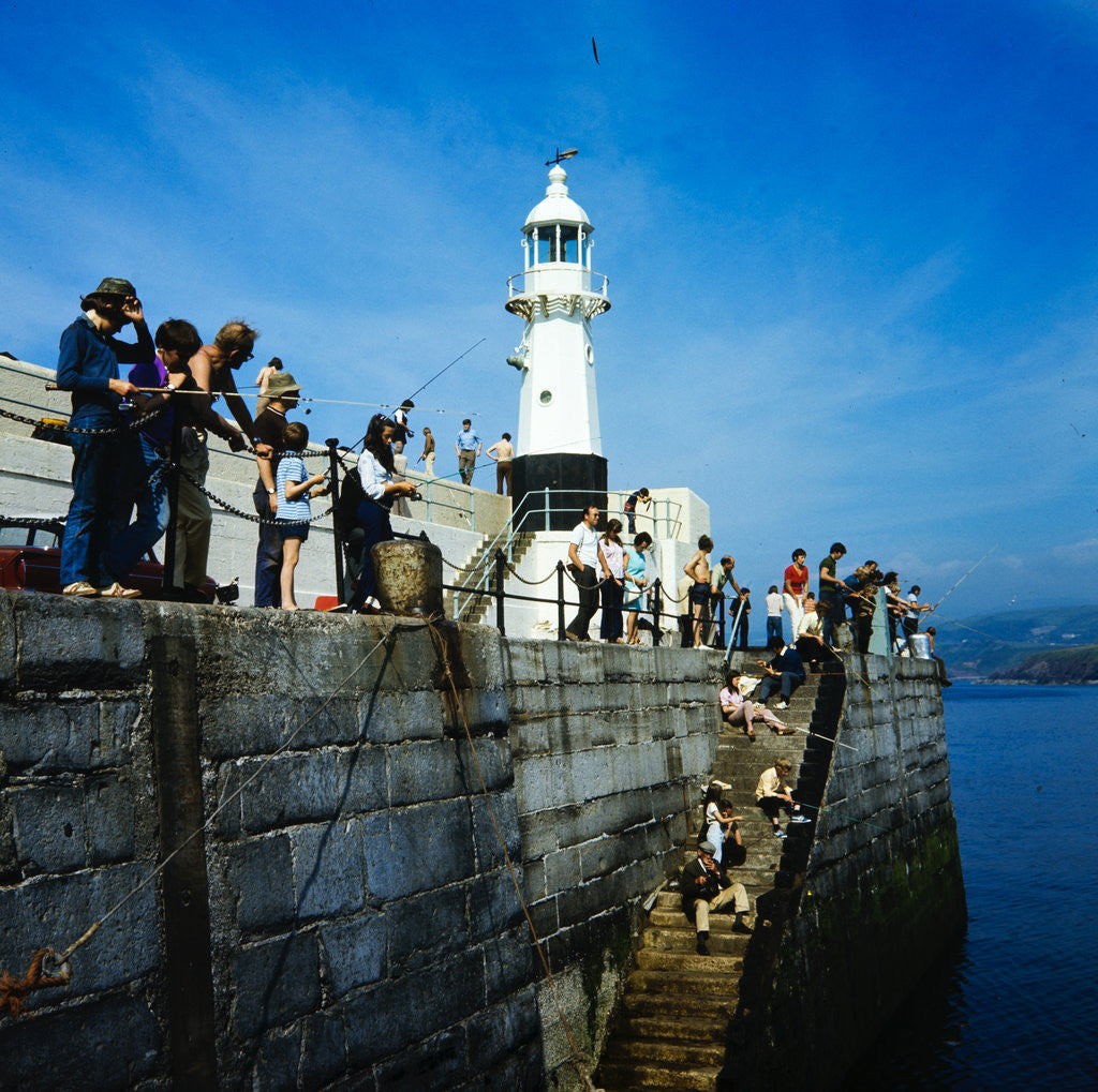 Detail of Fishing on the breakwater, Peel by Manx Press Pictures