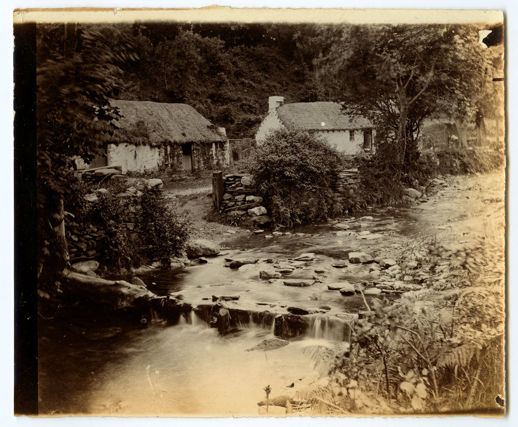 Detail of Glen Auldyn Cottages and weir by W. H. Tomkinson