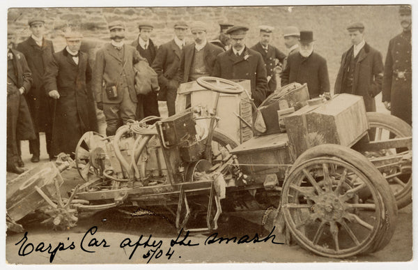 W.T. Clifford Earp, crash at 1904 Gordon Trials posters