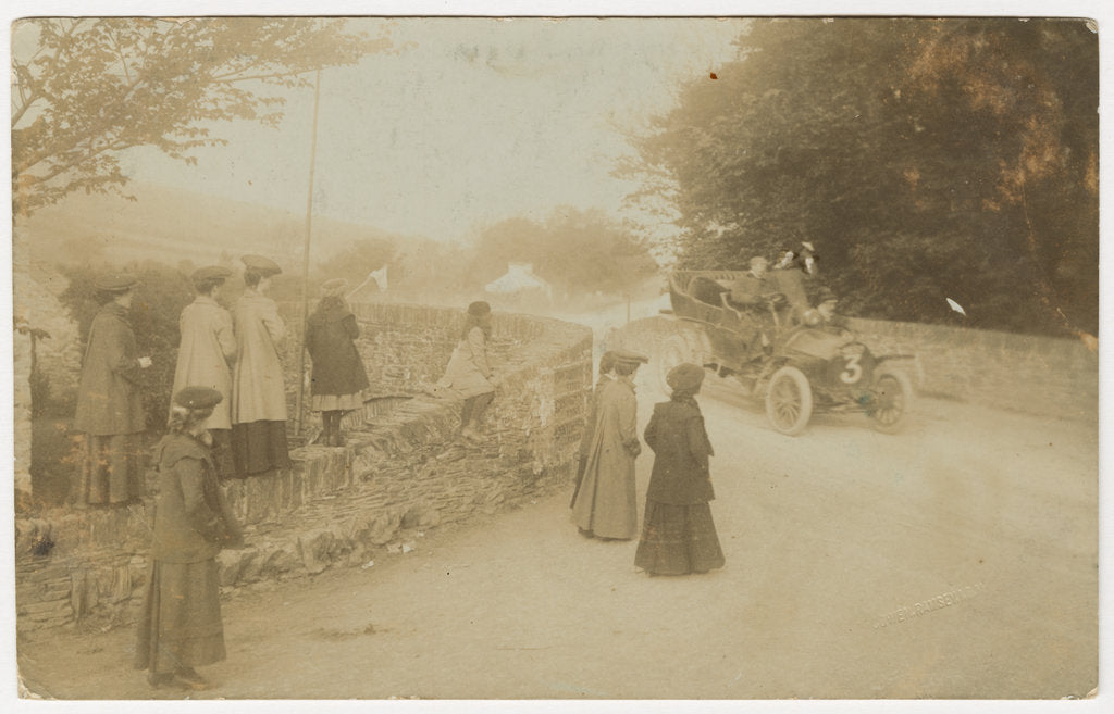 Detail of Motorcar racing at Ballaugh Bridge by George Bellett Cowen