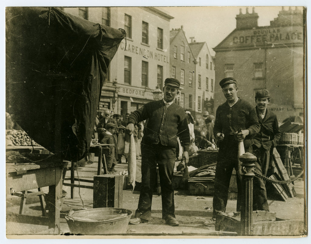 Detail of Men gutting fish on North Quay, Douglas by Anonymous