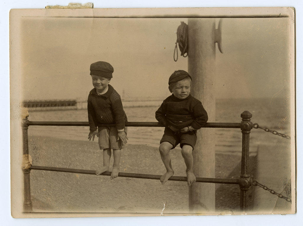 Detail of Small boys on Ramsey promenade by Thomas Horsfell Midwood