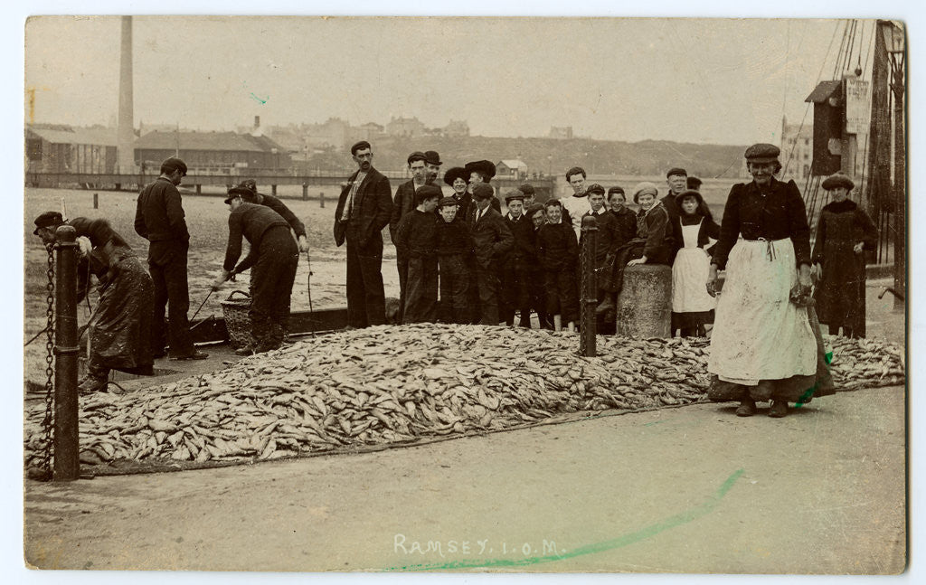 Detail of Fishing catch on the seafront at Ramsey by Thomas Horsfell Midwood