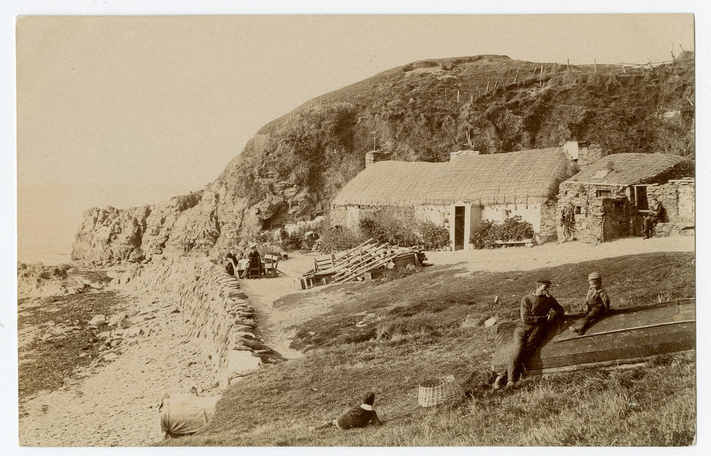 Detail of The cottage and beach at Niarbyl by George Bellett Cowen