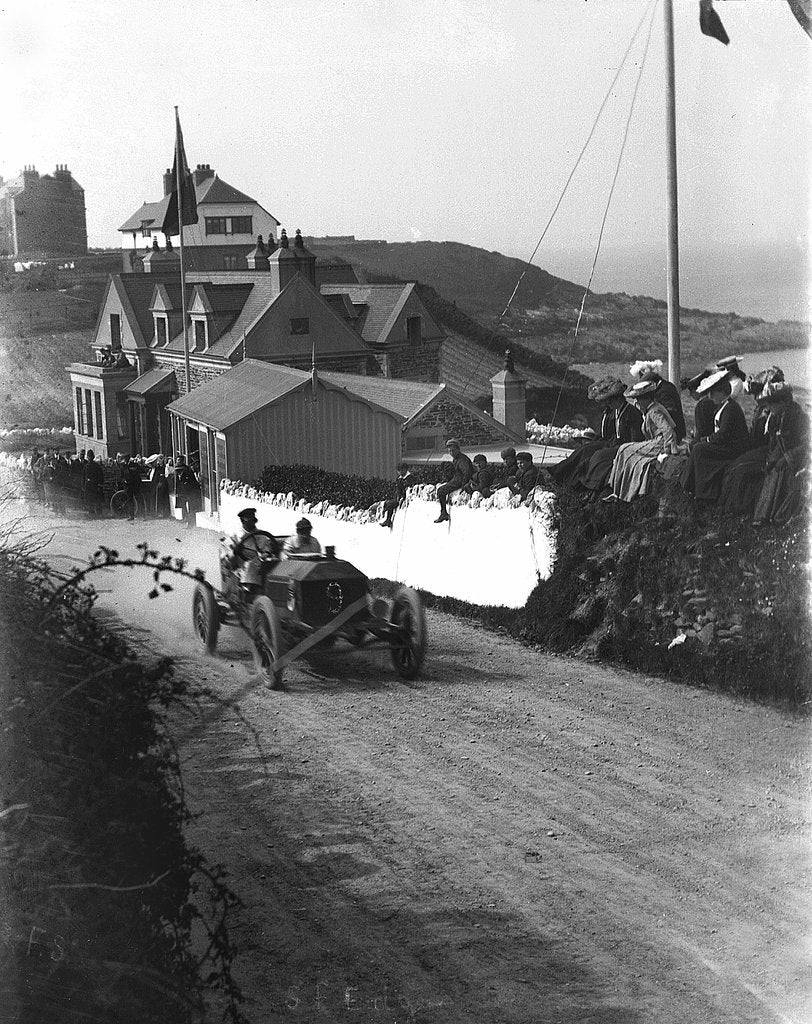 Detail of Motor-cars at Bowring Road GB Trials 1904 S. Girling (Wolseley) by Francis Southward