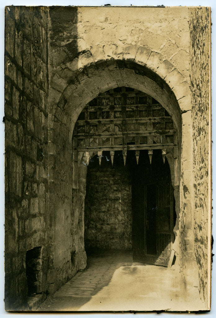 Detail of Main inner entrance to Castle Rushen showing portcullis, Castletown by George Bellett Cowen