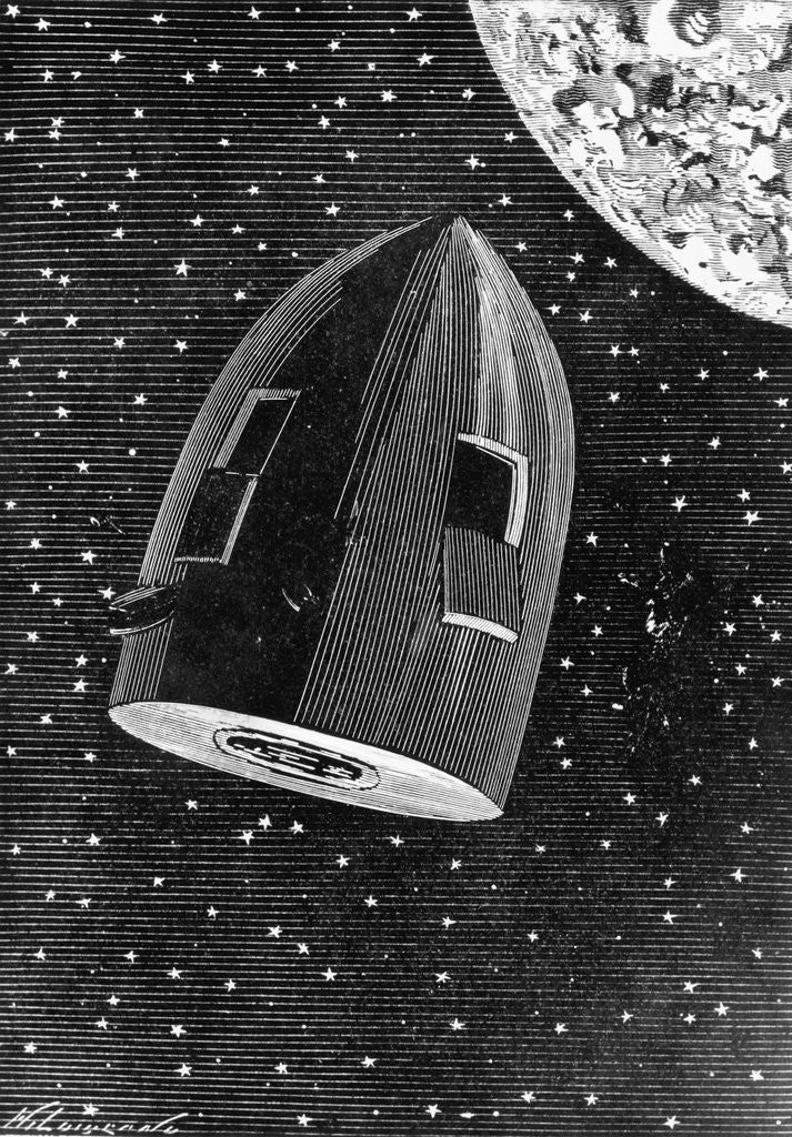 Detail of Rocket Capsule Illustration from the 1872 Edition of From the Earth to the Moon by Jules Verne