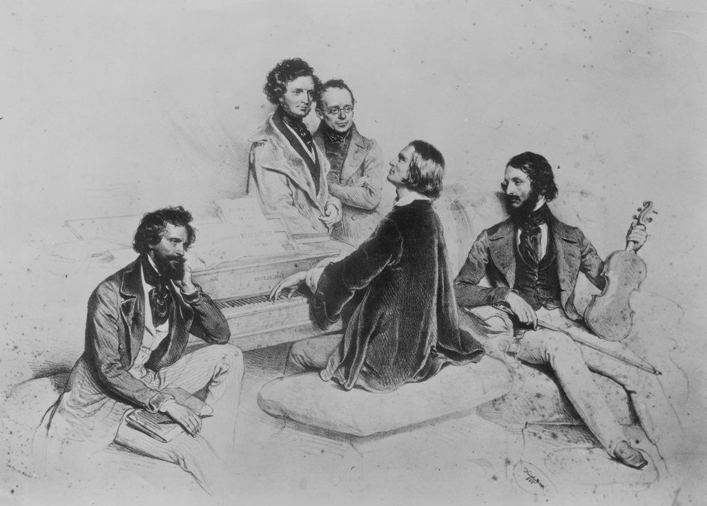 Detail of Franz Lizst at Piano with Friends by Anonymous