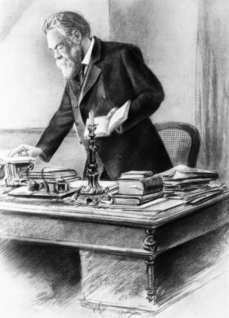 Detail of Friedrich Engels Working in His Office by Corbis