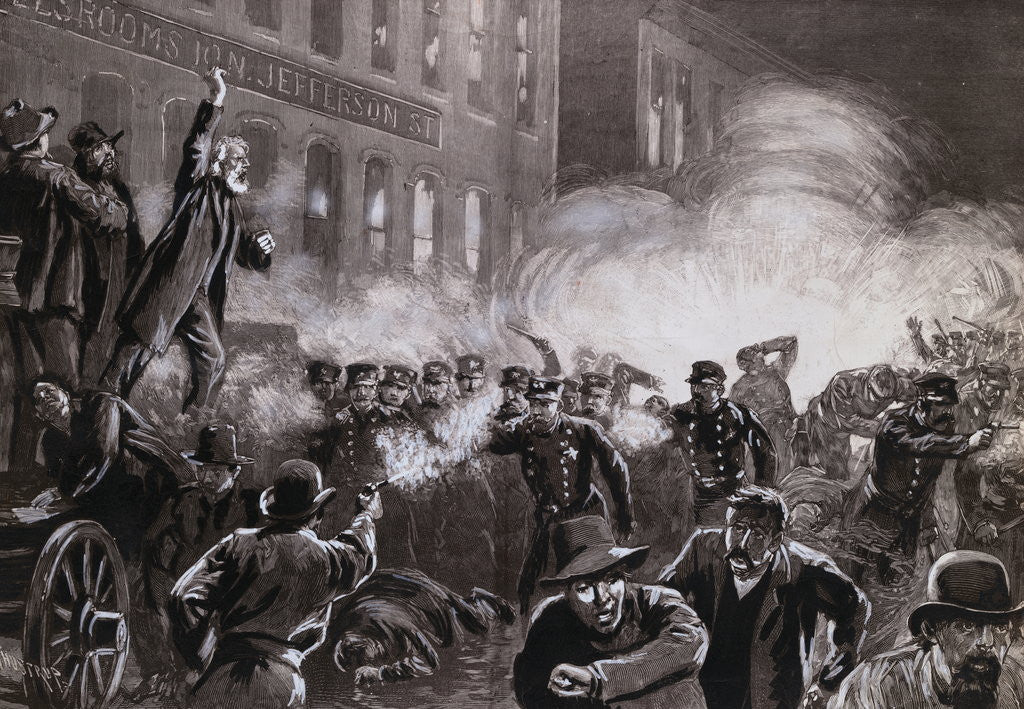 Detail of Illustration of Haymarket Riot in Chicago by T. de Thulstrup