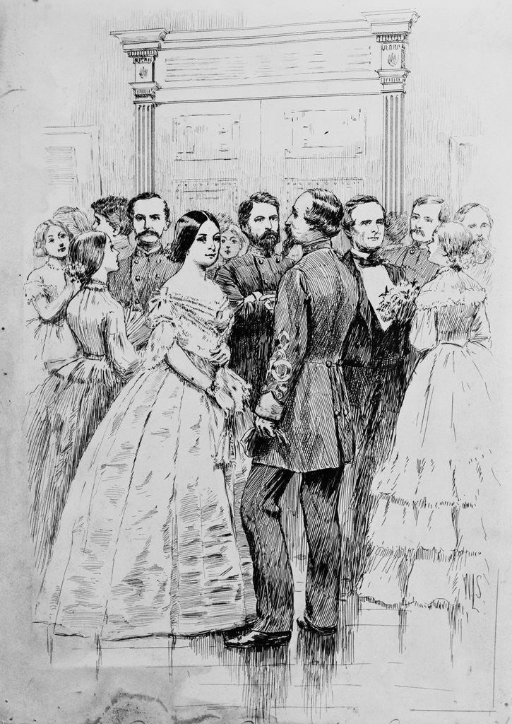 Detail of Engraving of Jefferson Davis and Wife Greeting Guests by Corbis