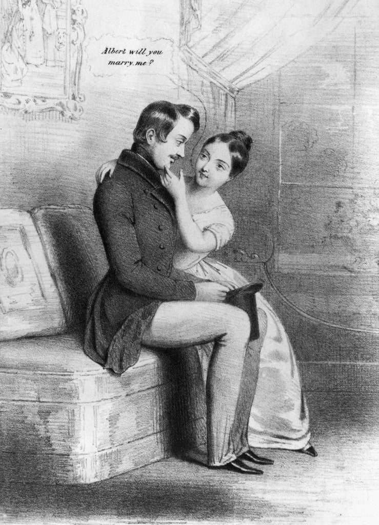 Detail of Print Depicting Queen Victoria's Marriage Proposal to Prince Albert by Anonymous