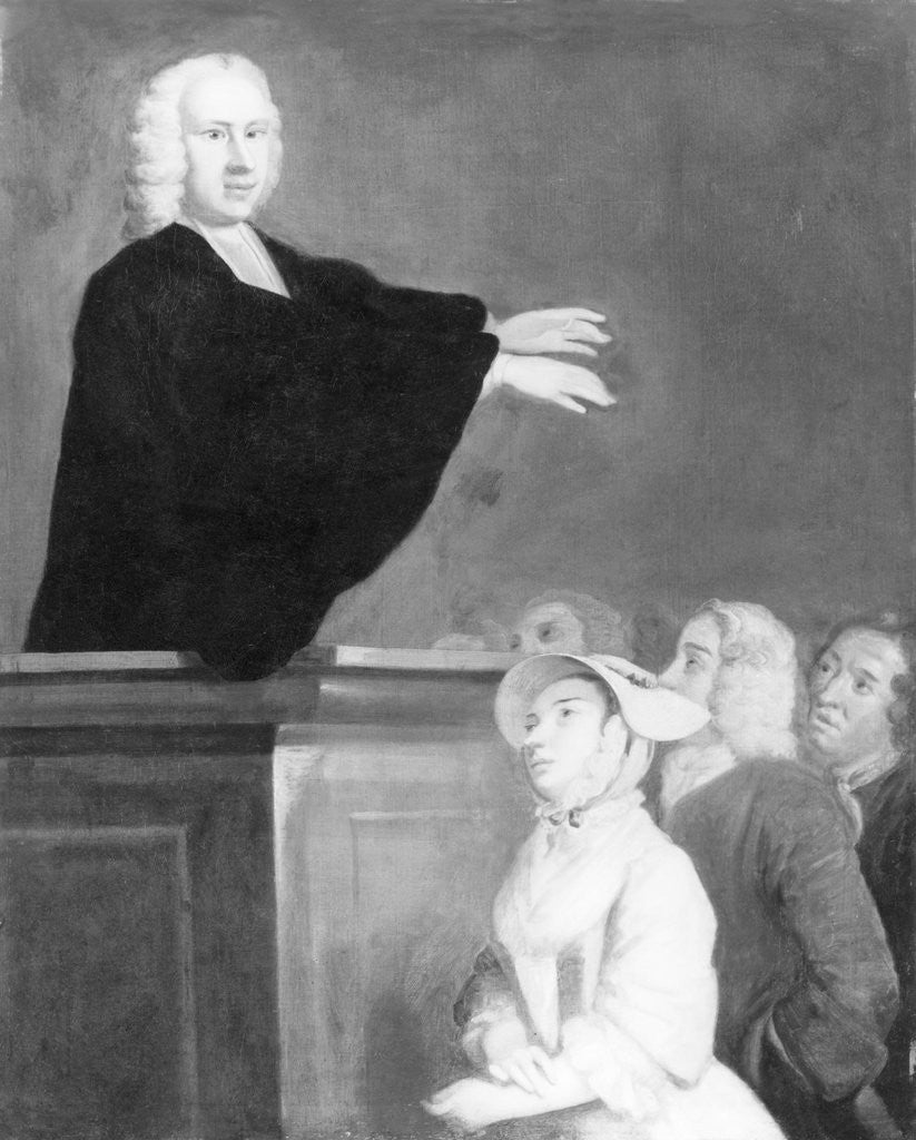 Detail of Preacher Blessing Congregation by Anonymous