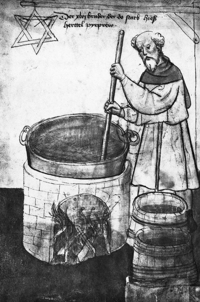 Detail of Ancient Beer Maker Stirring Mixture by Anonymous