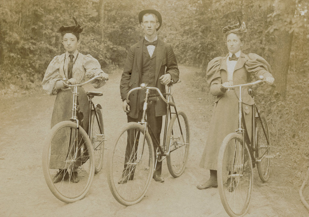 Detail of Bicyclists Posing on Path by Anonymous