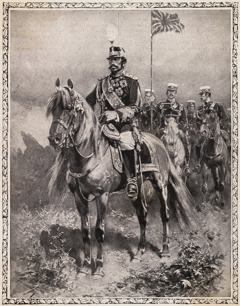 Detail of Portrait of Emperor Mutsuhito on Horseback by Anonymous