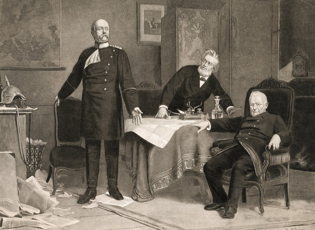 Detail of Otto von Bismarck with Adolphe Thiers and Jules Faure by Anonymous