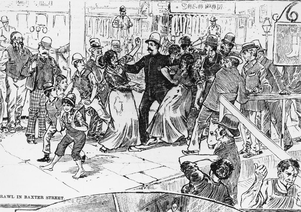 Detail of Woodcut Depicting Brawl in Baxter Street by Anonymous