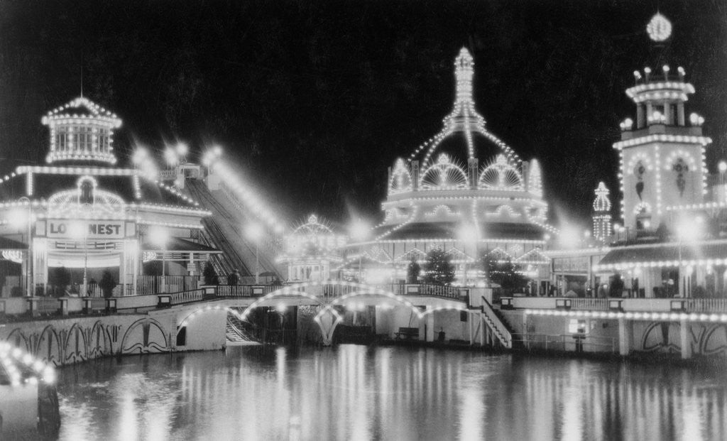 Detail of Luna Park at Coney Island Illuminated at Night by Anonymous